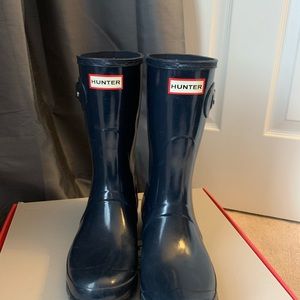 Hunter Original Short Glossy Blue Rain Boot